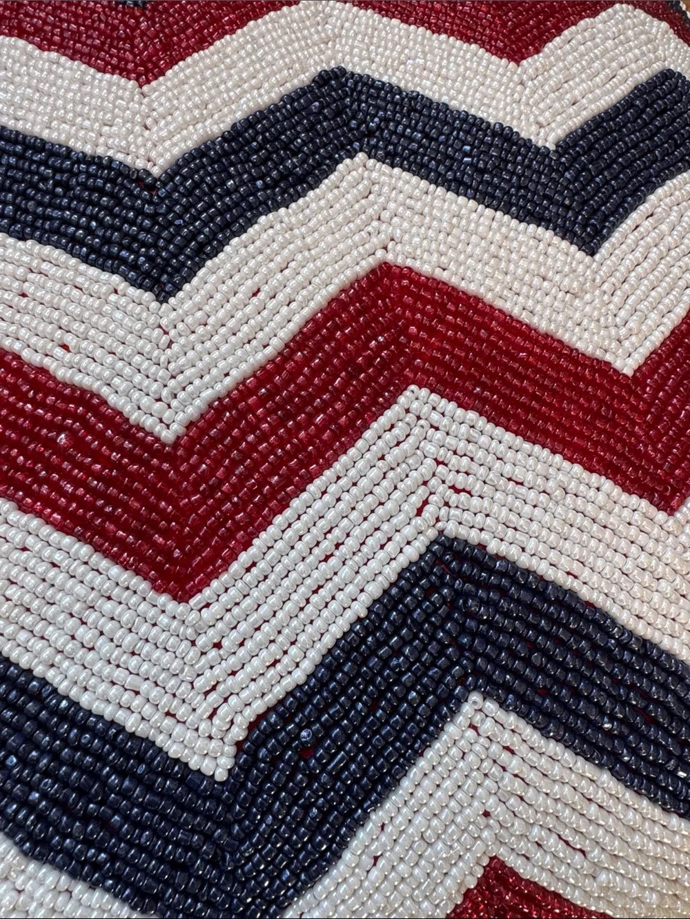 Pier 1 Beaded Chevron Accent Pillow - Red, Navy & Cream